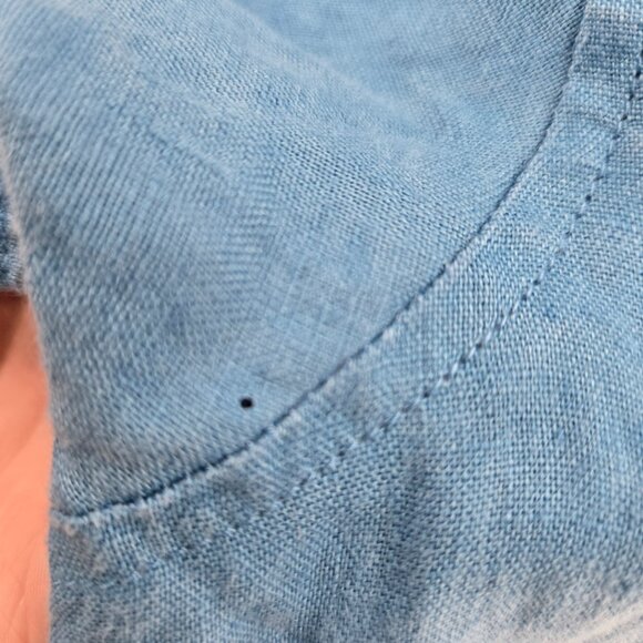 Bruno Blue Pure Linen Decorative Pocket Button Down XL - Picture 11 of 11